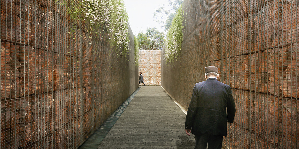 A walled garden in the proposed Acacia Remembrance Sanctuary designed by CHROFI and McGregor Coxall.