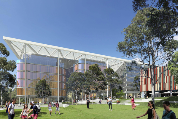 Sissons Architects and Kann Finch's design for the Macquarie University complex at 8-12 University Avenue.