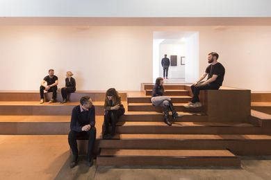 The “bleacher” in Object's new gallery is both stairway and seating.