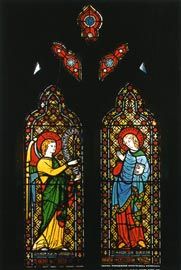 Annunciation window (1847), St. Joseph’s Church, Hobart. This Hardman stained glass was given to Bishop Willson by Pugin and includes the inscription: “Pray for the good estate of Augustus Welby de Pugin”. Photo Tasmanian Museum and Art Gallery.