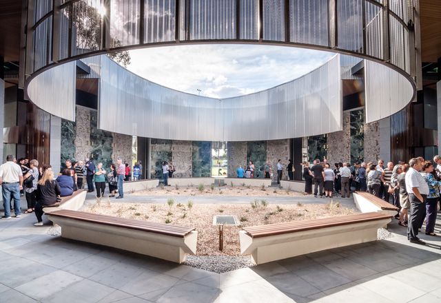 Atrium of Holy Angels Mausoleum by Harmer Architecture.