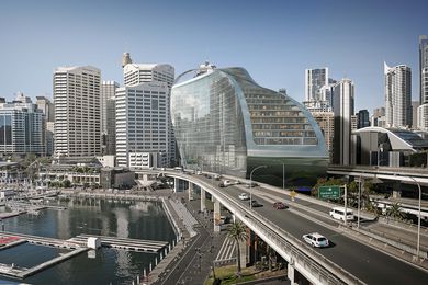 The new proposal for the Ribbon by Hassell at Sydney's Darling Harbour.