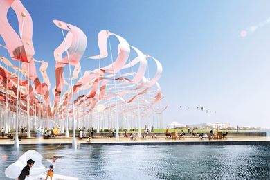 Beyond the Wave by Heerim Architects and Planners, a submission to LAGI 2014 Copenhagen. Energy technologies: organic thin film. Annual capacity: 4,229 MWh.
