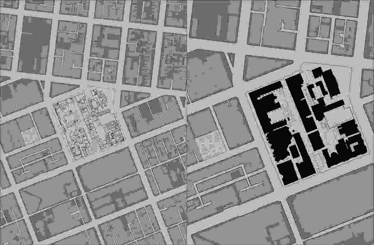 Plan of RMIT University in Episodic Urbanism: RMIT Urban Spaces Project 1996–2015, published by Uro Publications, 2015.