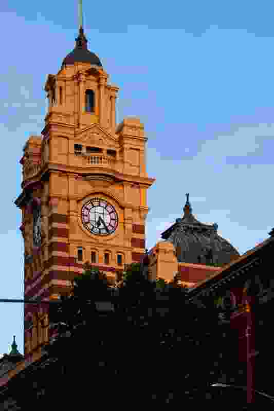 The clock tower at Flinders Street Station.