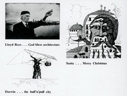 Catchy captions from the contents page of Vincent Smith’s first issue. Architecture in Australia, December 1975.