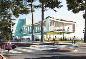 Proposal for the redevelopment of the Indiana Tea House site by Durbach Block Jaggers Architects with Ohlo Studio and Aspect Studios.