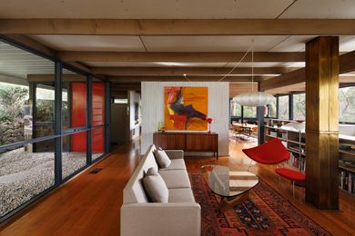 Wright House II was one of a handful of houses designed by Boyd for artist clients in Warrandyte. Artwork: K. Stuart.