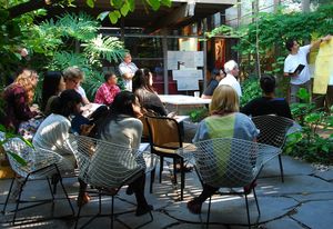 Courtyard crit session.