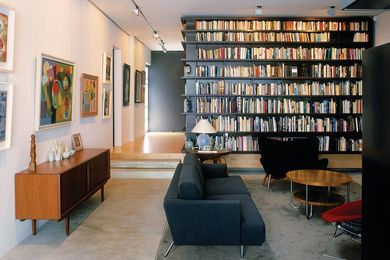 A place for living, working, art and books. Artwork (L–R): Ralph Balson, Grace Crowley. Sculpture: Robert Klippel. Ceramics: Gwyn Hanssen Pigott.