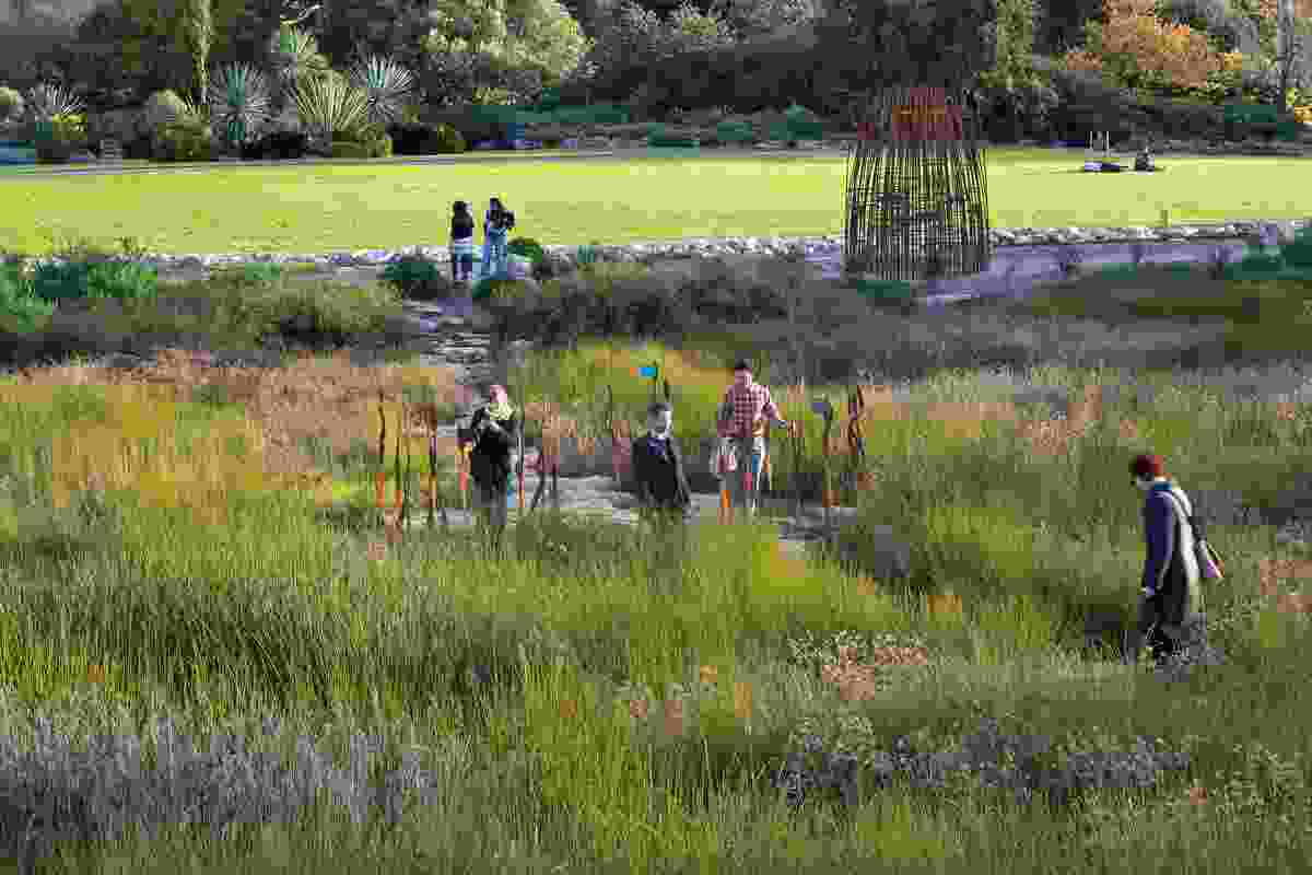 Kate Cullity and other TCL staff at the Adelaide Botanic Gardens Wetland by TCL, SKM, David Lancashire Design and Paul Thompson.