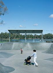 Skate park in Victoria Park Lake, designed by
Aspect.