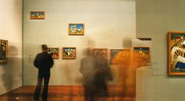 The twentieth century galleries on Level 2. The exhibited paintings are by Sidney Nolan, 1942-44. Image: Shannon Pawsey.