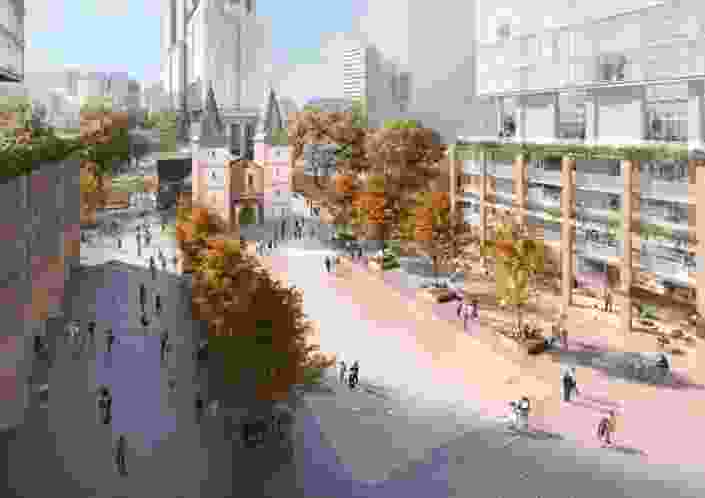 An early indicative design for the proposed square at St John’s Cathedral in Parramatta.
