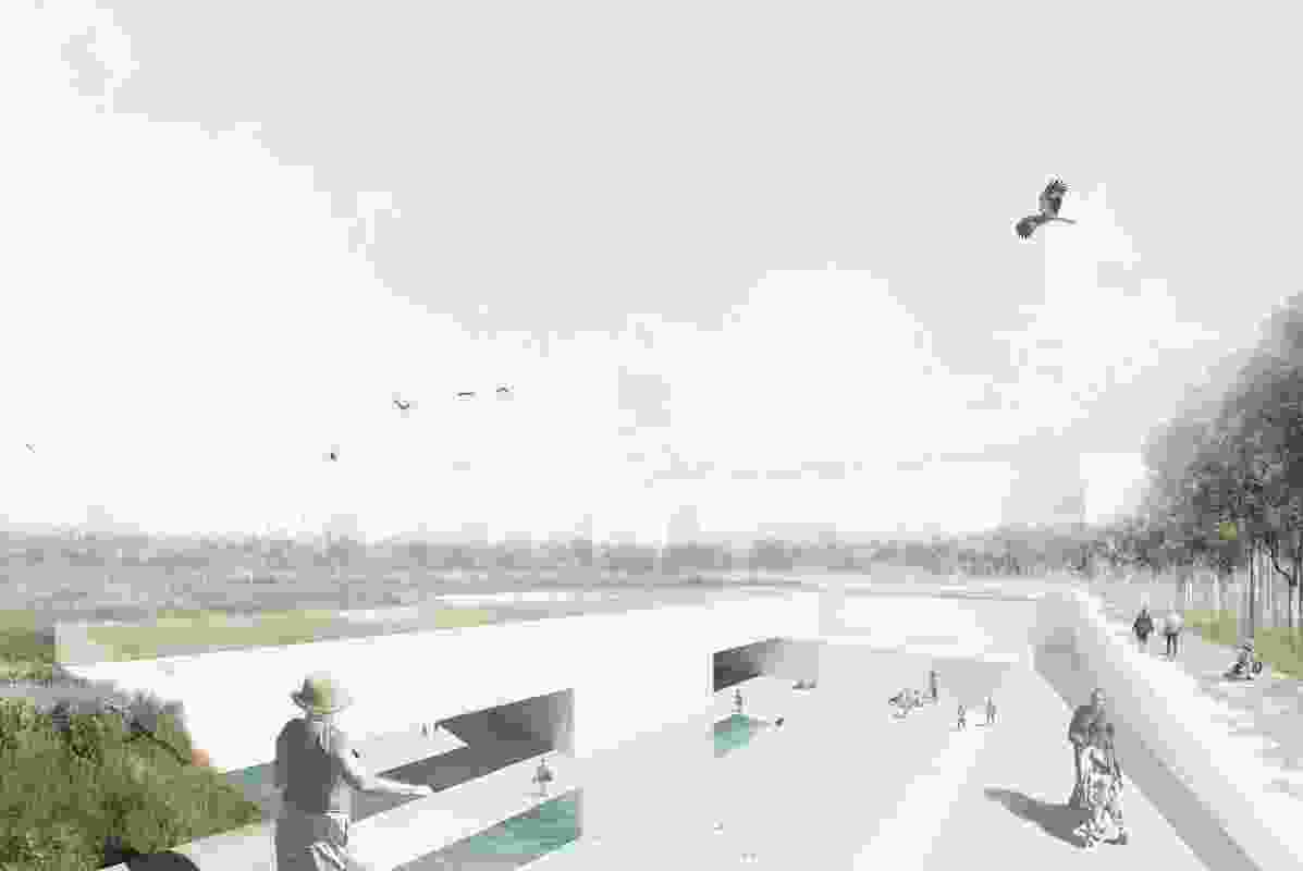 CHROFI & McGregor Coxall | Green Square Aquatic Centre competition scheme: skate and play arena.