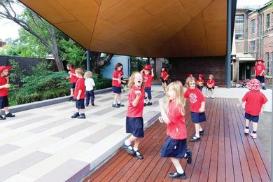 The covered outdoor learning area at Australia Street Infants School.