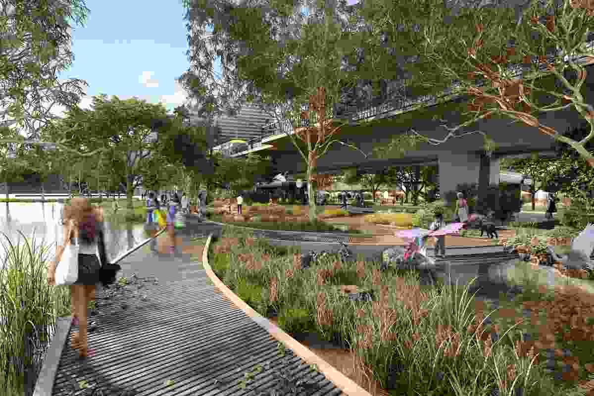 Renders from the Yarra River – Birrarung Strategy showing the future potential of the river's north bank.