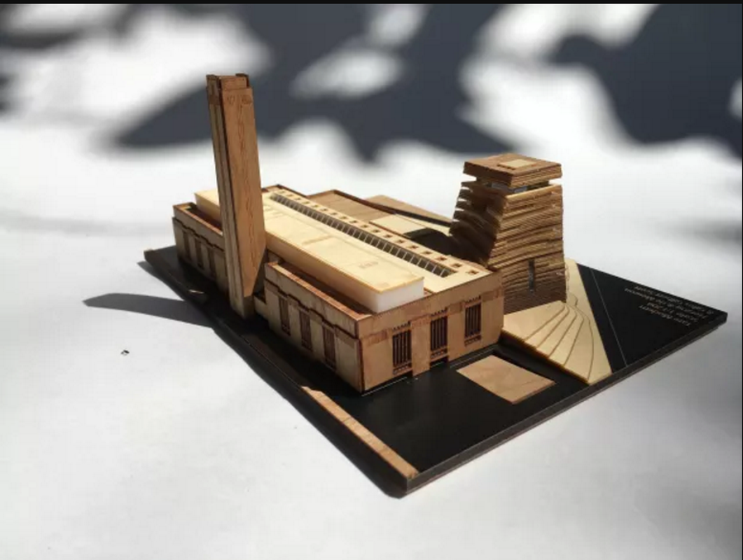 A prototype of the Tate Modern model kit produced by Little Building Co.