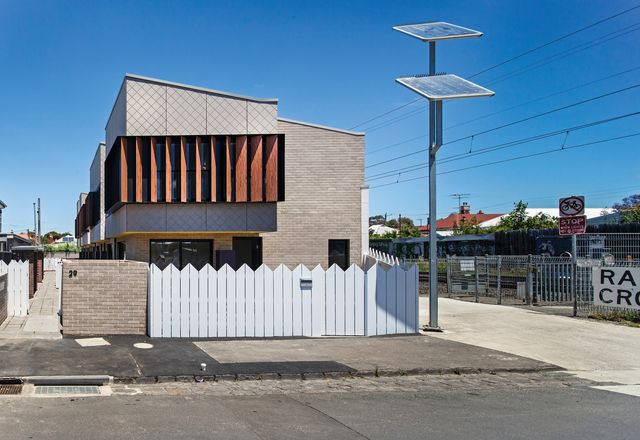 The recently completed development comprises seven one- and two-bedroom townhouses, set on formerly surplus council land alongside the Upfield Bike Path.