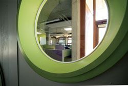 A porthole to the
staff room is part of the relaxed yet lively interior.