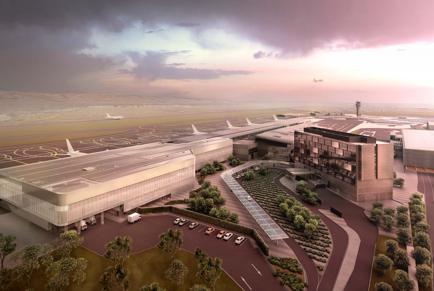 The proposed Adelaide Airport expansion by Hassell.