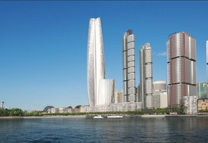 The under-construction Crown Resorts tower by Wilkinson Eyre.