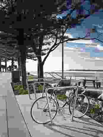 Bike racks and benches are provided for users of Bulcock Beach.