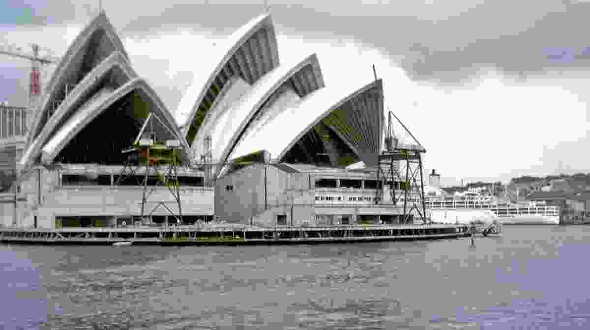 The Sydney Opera House during construction, 1968.