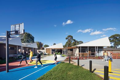 The landscape design at Wayss Youth Transition Hub prioritizes joy, with the basketball hoop providing an important place for non-confrontational conversations.