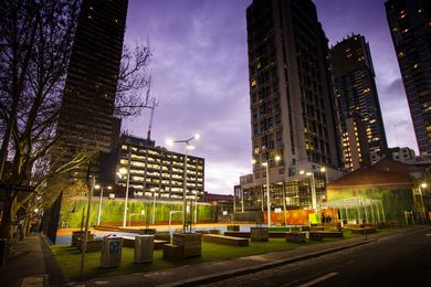 A'Beckett Urban Square by Peter Elliott Architecture + Urban Design, with artwork by Ash Keating.