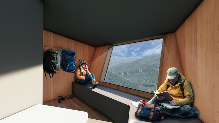 Each of the overnight locations includes private two-person pods. Pictured: Lake Huntley pods.