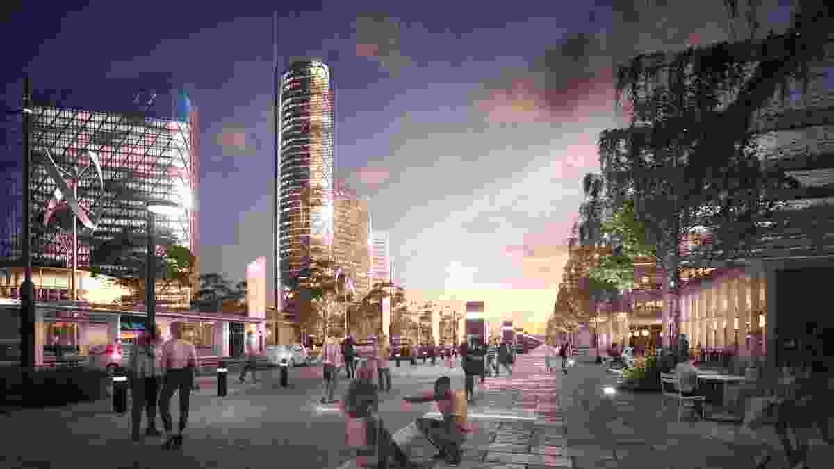A station in the proposed Word Trade Centre Sydney development masterplanned by Woods Bagot.