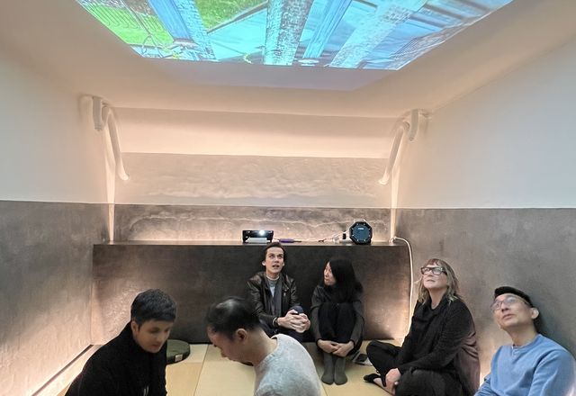 The original safe of Kudan House (now a tatami room) showcases Paddington Reservoir Gardens. Forcing people to take their shoes off to sit, listen and look up was a great conversation starter.