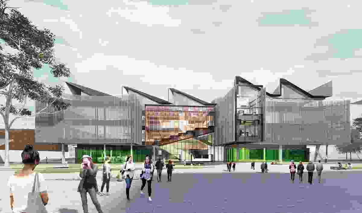 An external visualization of the building showing its northern elevation. Renders: courtesy of John Wardle Architects.