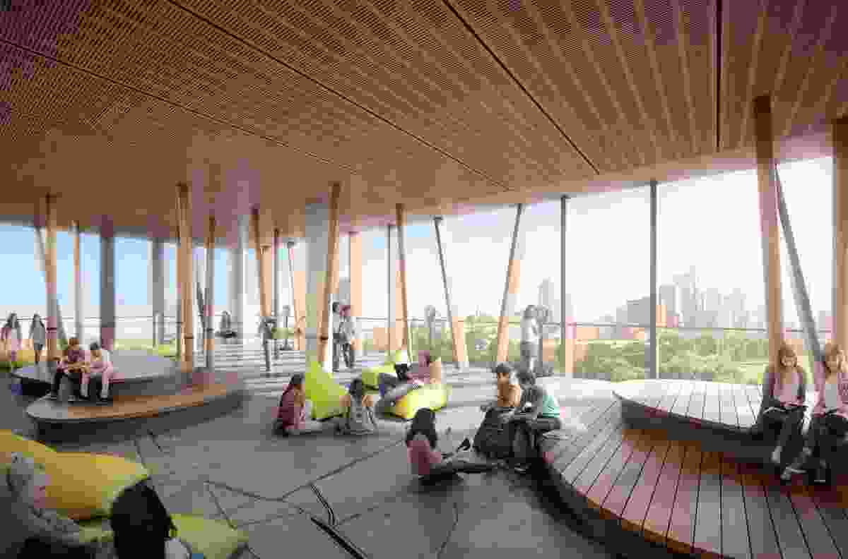 A terrace in the proposed Inner Sydney High School by FJMT.
