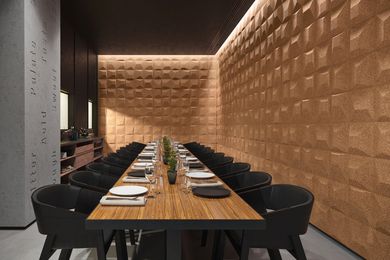 Design professionals can accentuate walls using a tapestry of 3D Cork tiles.