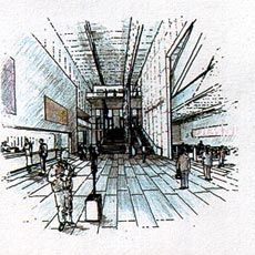 Revised sketch design for the NGA redevelopment. Sketches by Neil Mackenzie, Tonkin Zulaikha Greer.