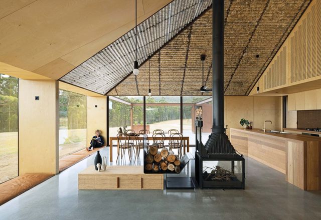 A modern interpretation of the farmhouse, the home is immersed in yet also sheltered from the landscape.
