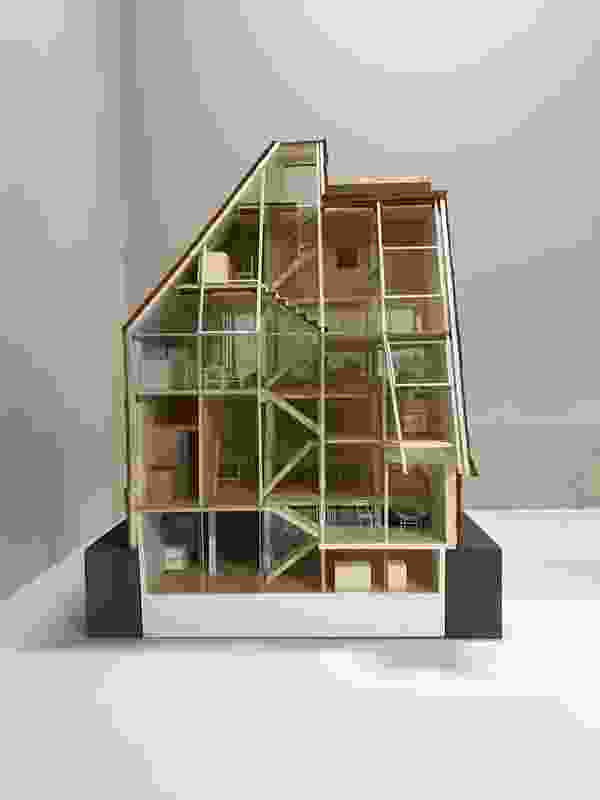 Model of Atelier Bow-Wow’s home and office (2005) in Tokyo, which is a gradient of publicness, from the studio located on the lower floors to the apartment above.