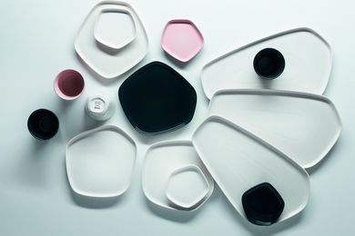 Products from the Iittala X Issey Miyake home collection.