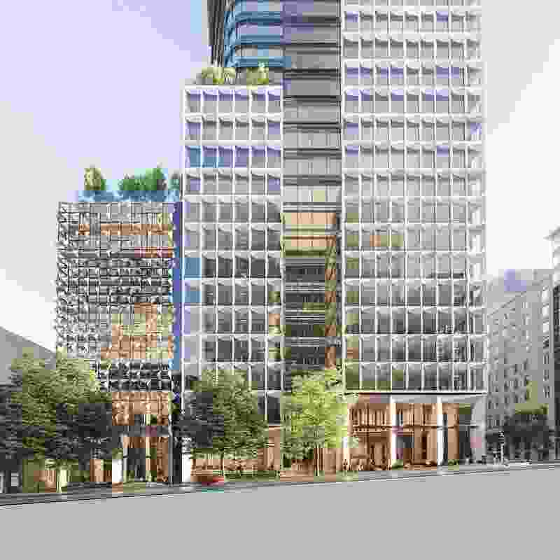 The plan for 435 Bourke Street (designed by Bates Smart and developed by Cbus Property) in Melbourne’s CBD incorporates a “solar skin” facade of transparent glass photovoltaic panels.