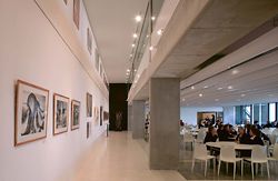 Students’ work
is displayed in a
gallery space along
the length of the
dining hall.