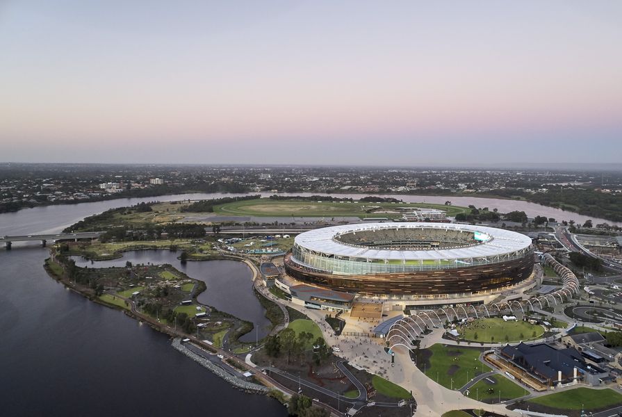 Optus Stadium by Hassell, Cox, HKS, Multiplex took out the From Plan to Place Award in the 2019 National Awards for Planning Excellence.