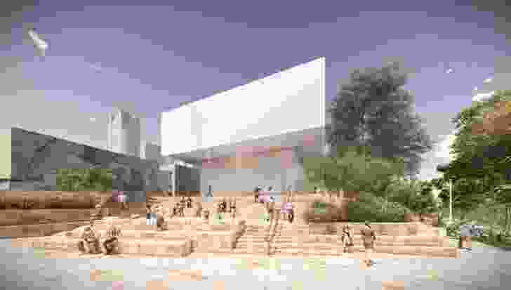 Landscape design for the proposed Apple store at Federation Square by Oculus.