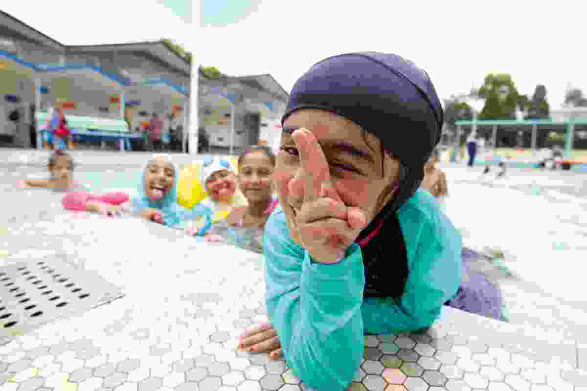 Children taking part in a swimming program in Auburn, New South Wales for refugee and migrant children. Image , photography by Gene Ramirez