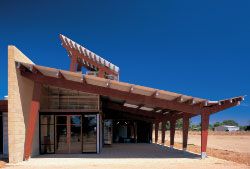 East elevation of Phillips/Pilkington’s McCormick Centre for the Environment in Renmark, SA.