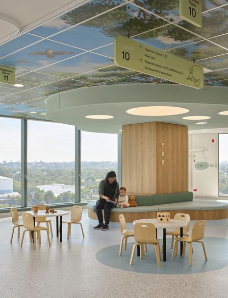 Children’s oncology waiting area and reception.