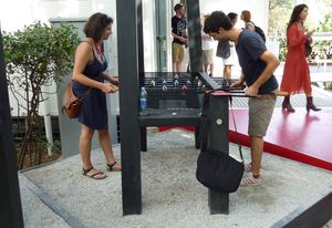Foosball outside the Australian pavilion.