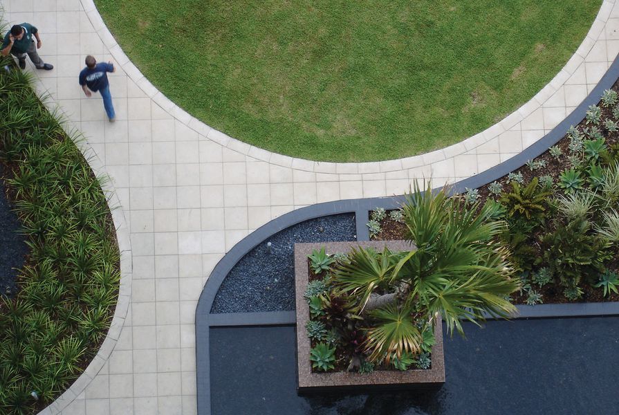Part of the Monument residential site in Sydney, this garden serves as a bold geometric form 
from above.