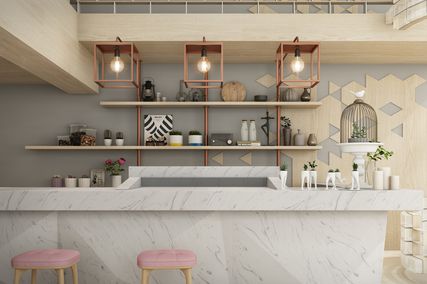 A cafe serving bench in ‘Mt Carrara.’